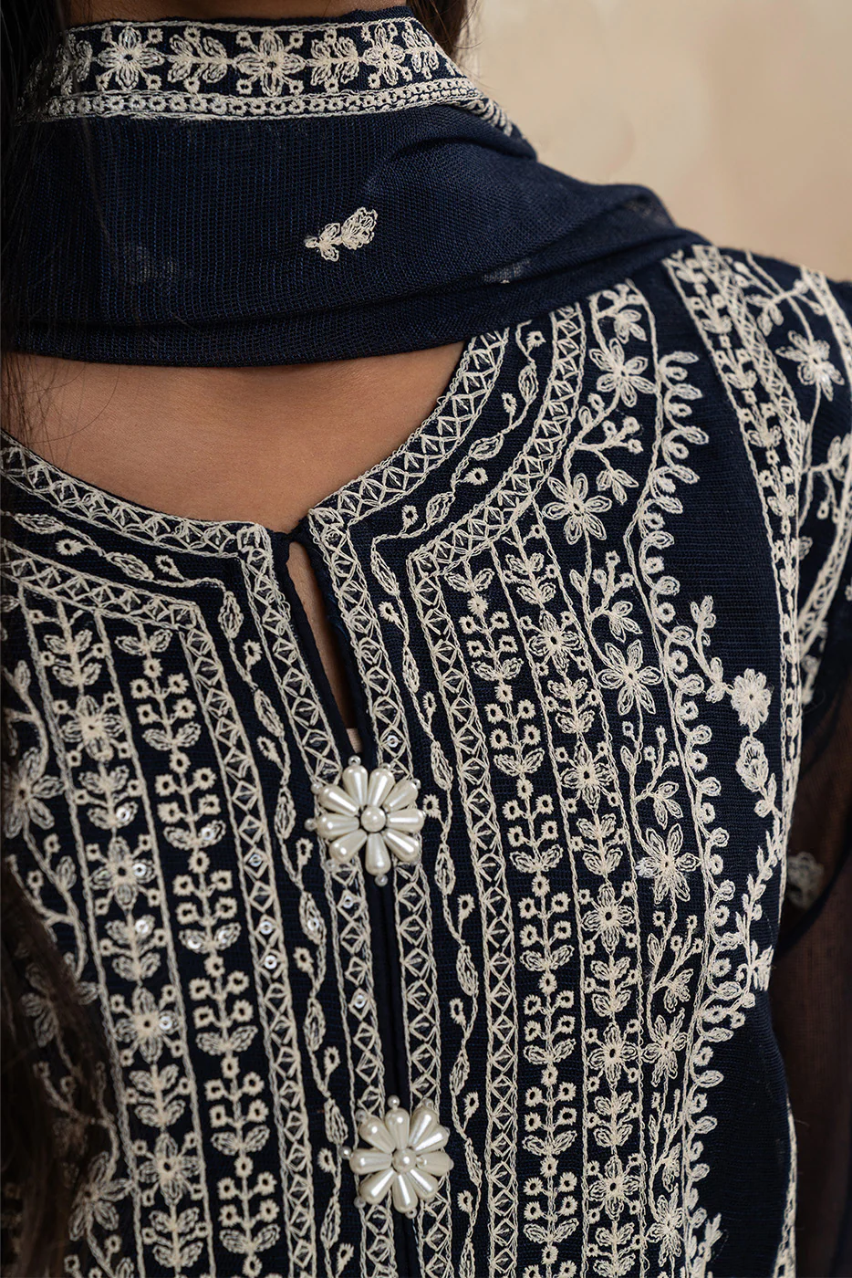 3 PIECE EMBROIDERED COTTON NET SUIT (LUXURY-PRET) - Image 5