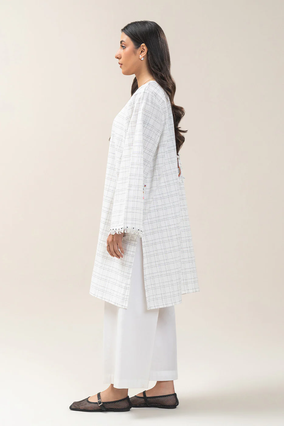 EMBROIDERED COTTON LINEN SHIRT (PRET) - Image 4