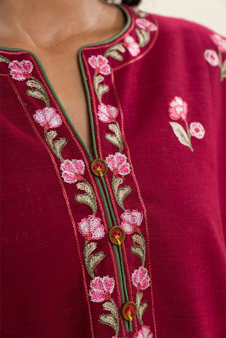 2 PIECE EMBROIDERED TWO WAY SLUB SUIT (PRET) - Image 4