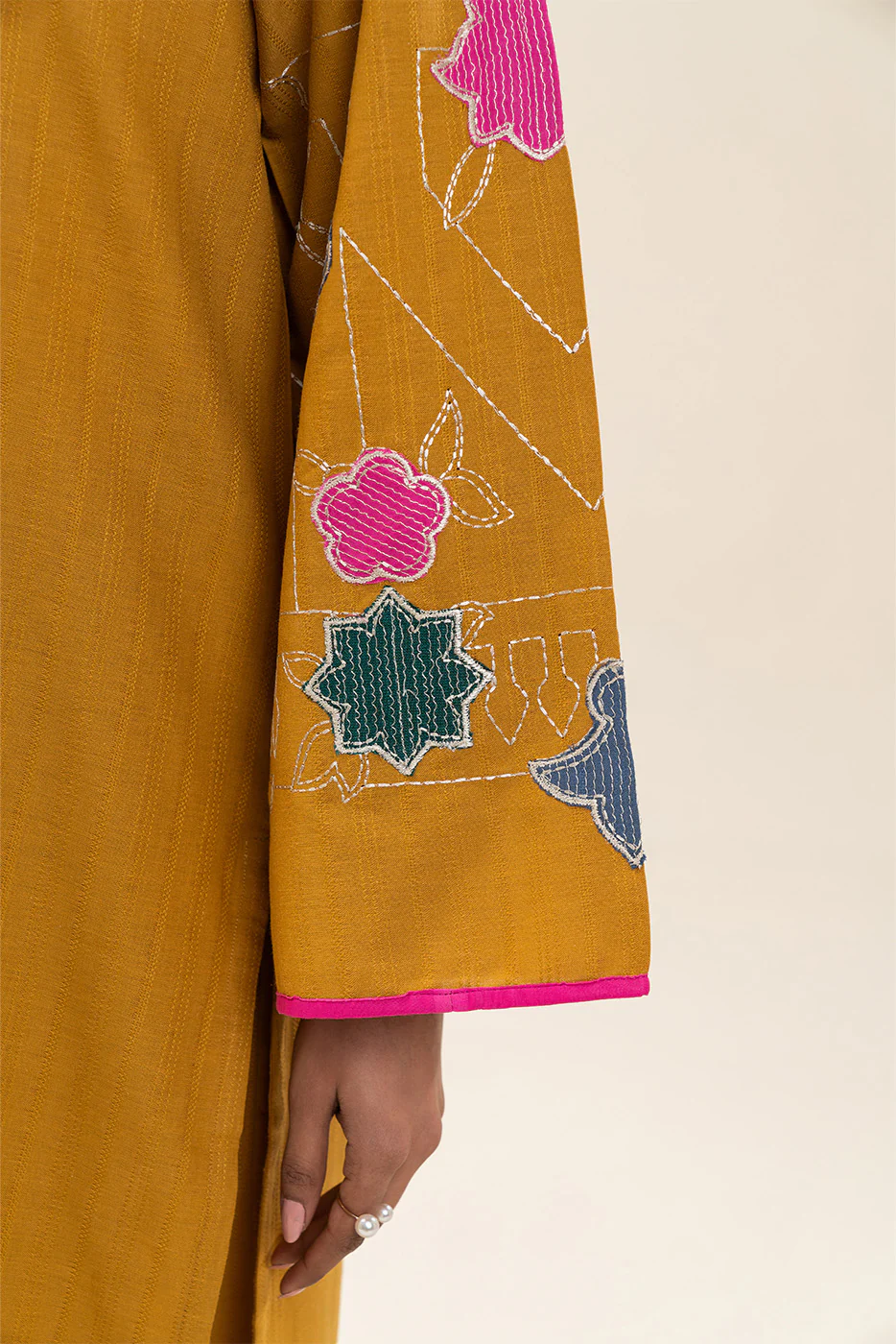 2 PIECE EMBROIDERED DOBBY SUIT (PRET) - Image 6