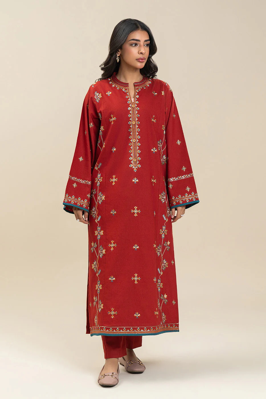 2 PIECE EMBROIDERED KHADDAR SUIT (PRET) - Image 2