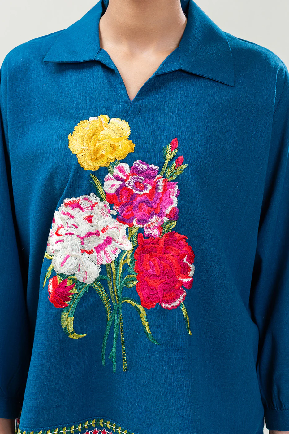 EMBROIDERED TWO WAY SLUB TOP (PRET) - Image 5