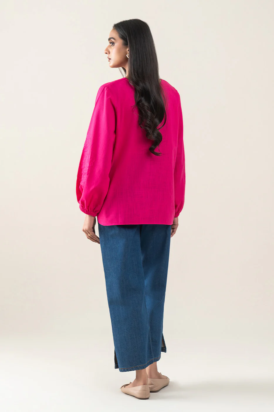 EMBROIDERED TWO WAY SLUB TOP (PRET) - Image 3