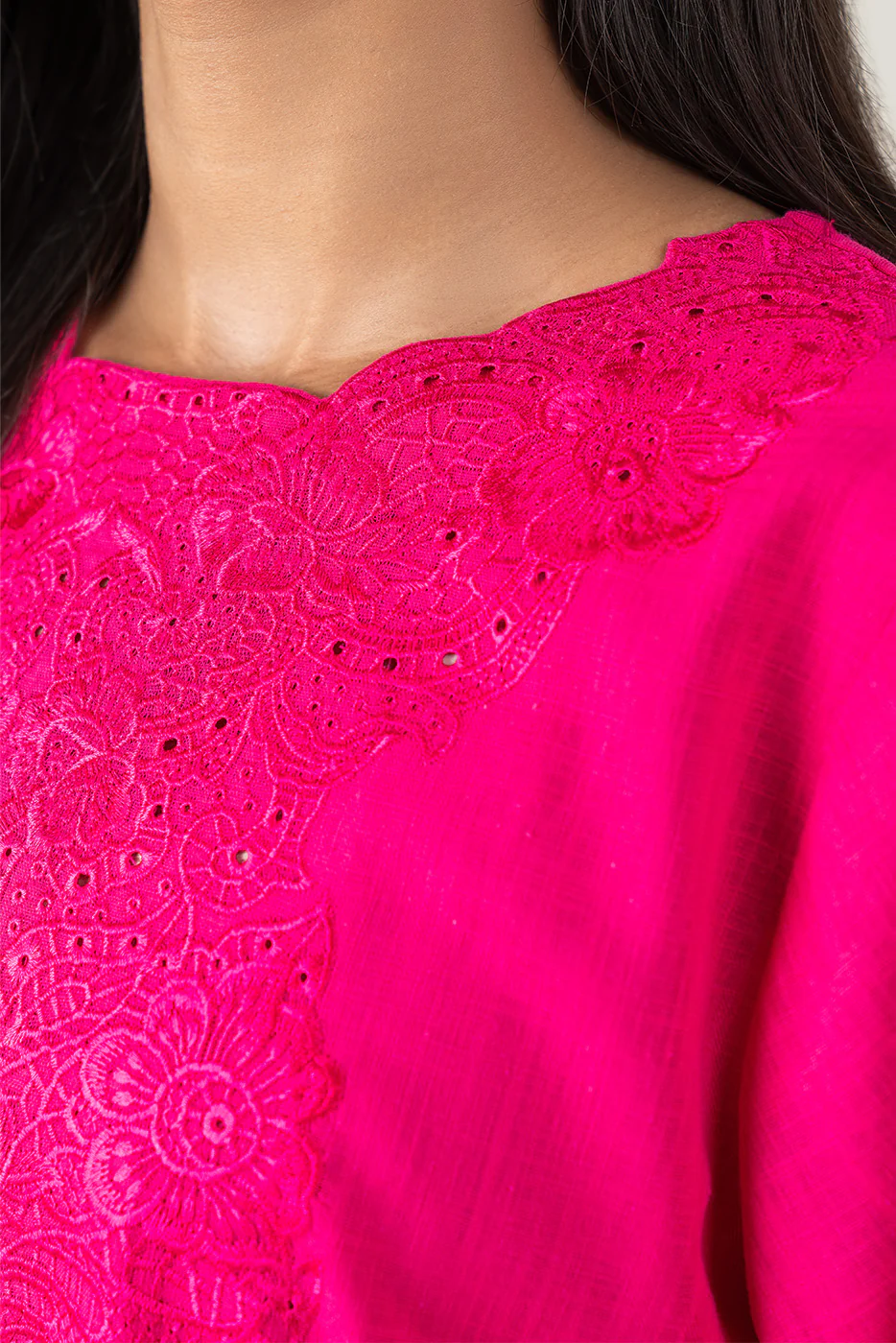 EMBROIDERED TWO WAY SLUB TOP (PRET) - Image 5