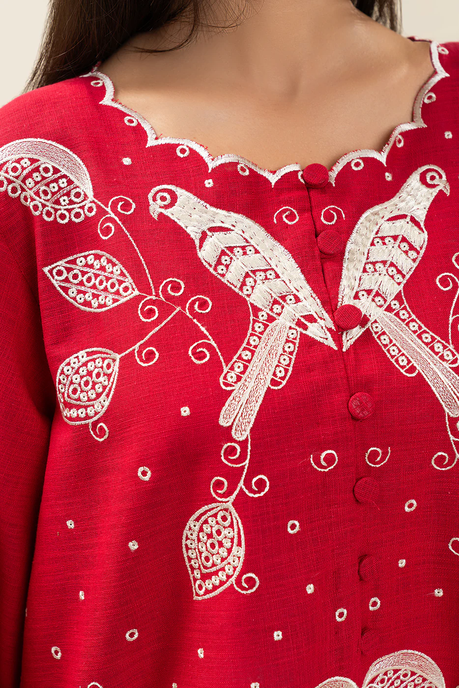 EMBROIDERED TWO WAY SLUB TOP (PRET) - Image 5