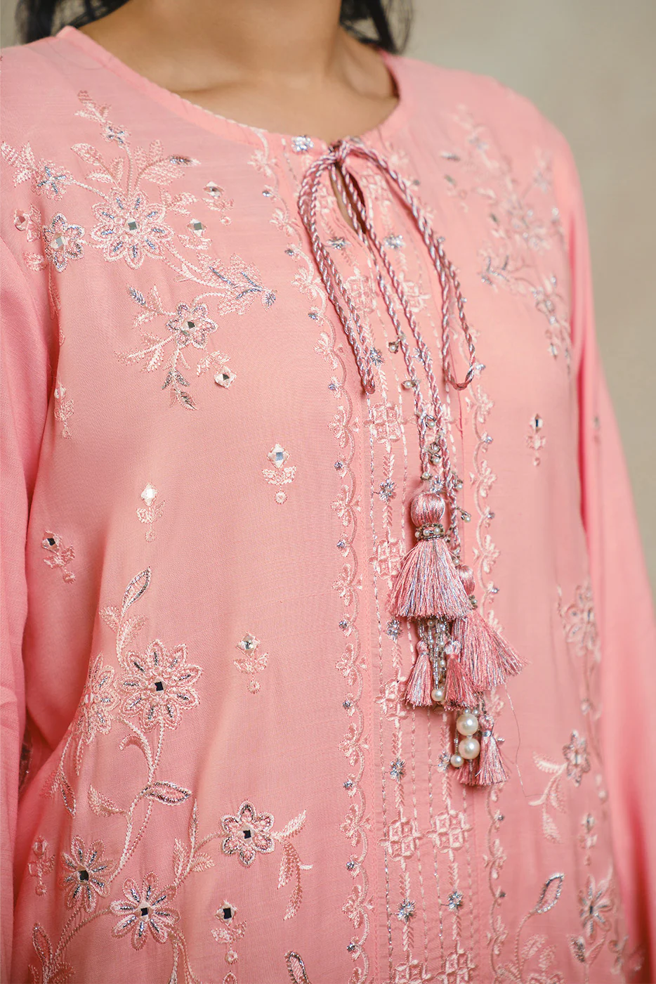2 PIECE EMBROIDERED RAW SILK SUIT (LUXURY PRET) - Image 5