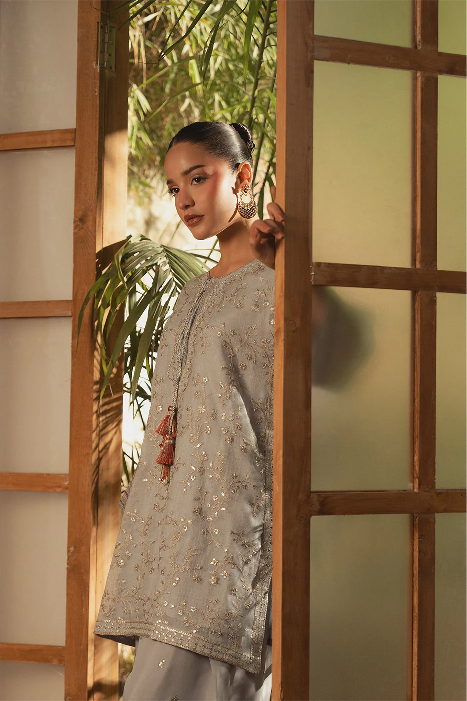 2 PIECE EMBROIDERED COTTON NET SUIT (LUXURY PRET) - Image 7