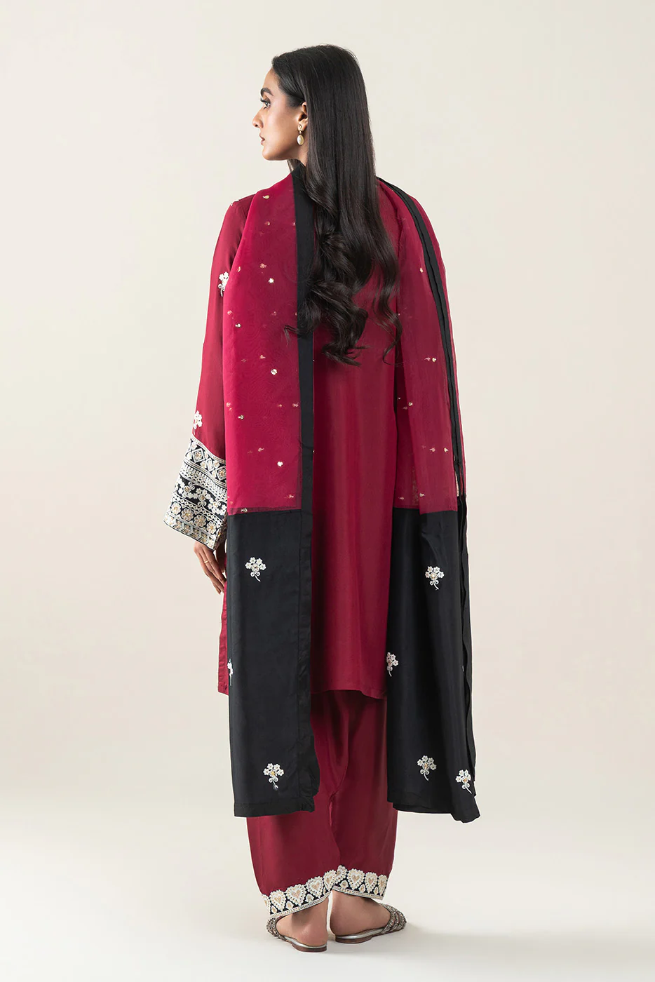 3 PIECE EMBROIDERED RAW SILK SUIT (LUXURY-PRET) - Image 3
