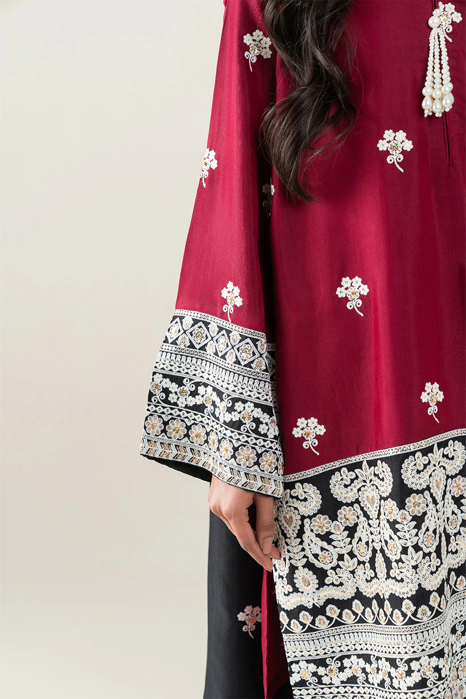 3 PIECE EMBROIDERED RAW SILK SUIT (LUXURY-PRET) - Image 6