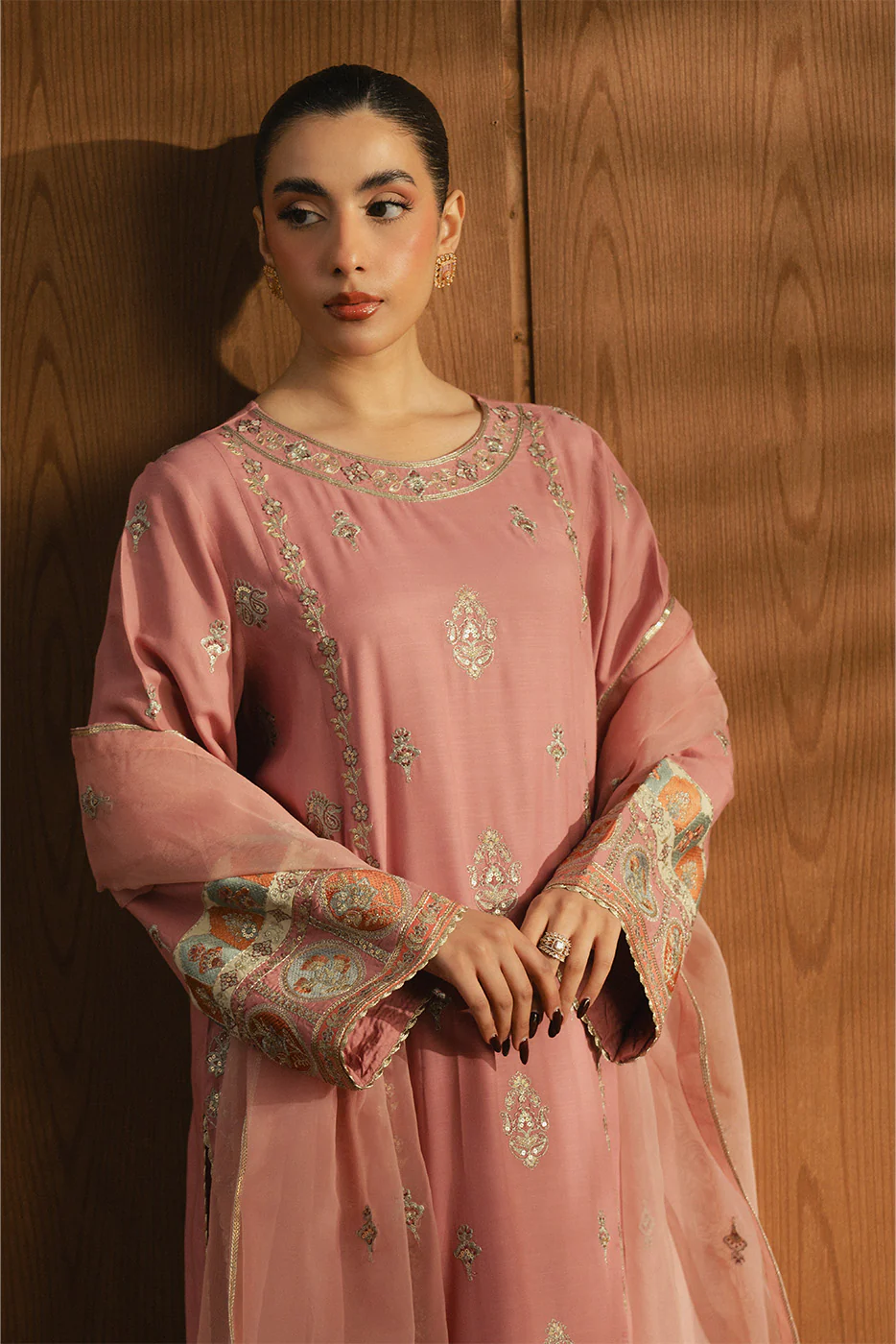 3 PIECE EMBROIDERED RAW SILK SHIRT (LUXURY-PRET) - Image 4