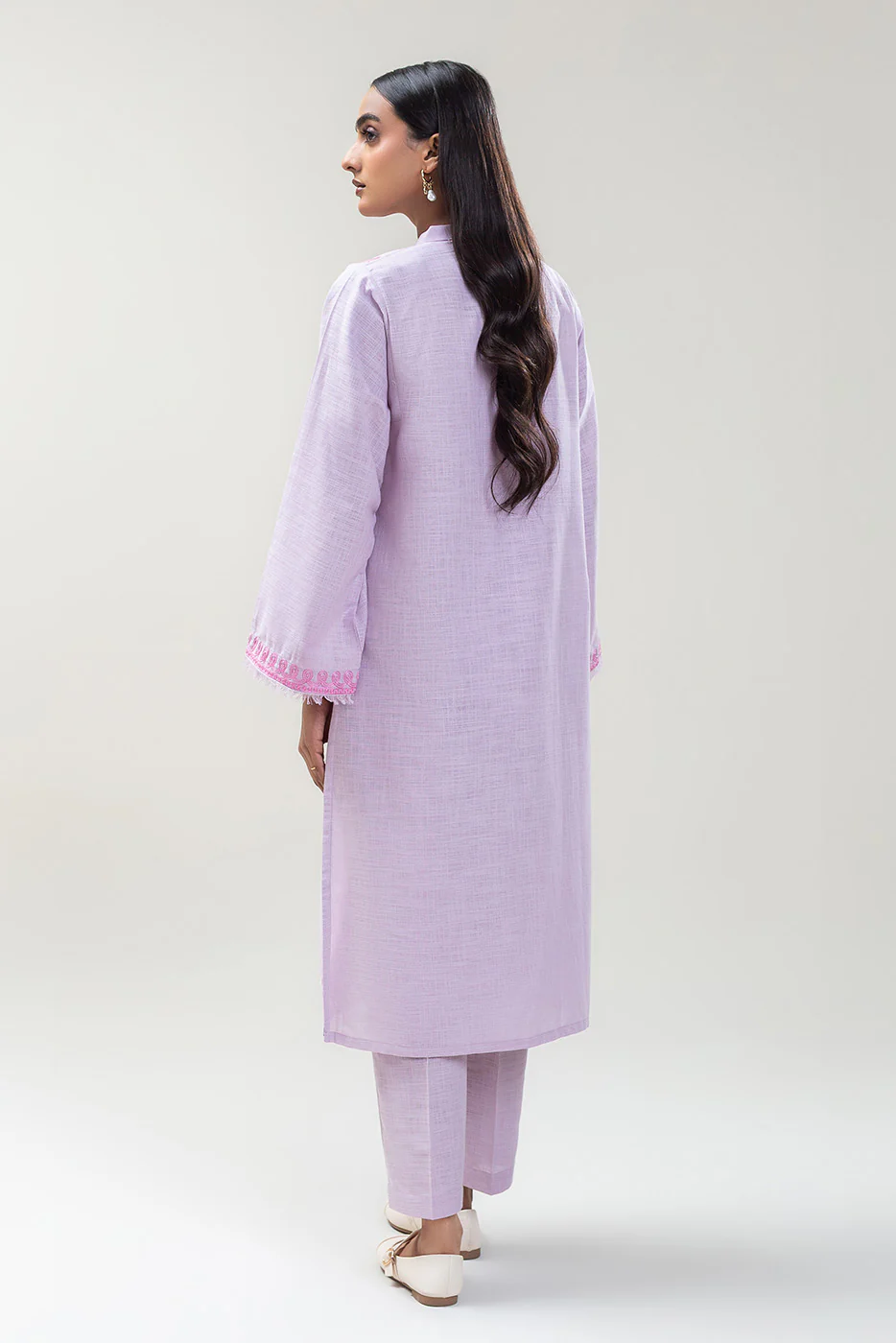 2 PIECE EMBROIDERED TWO WAY SLUB SUIT (PRET) - Image 4