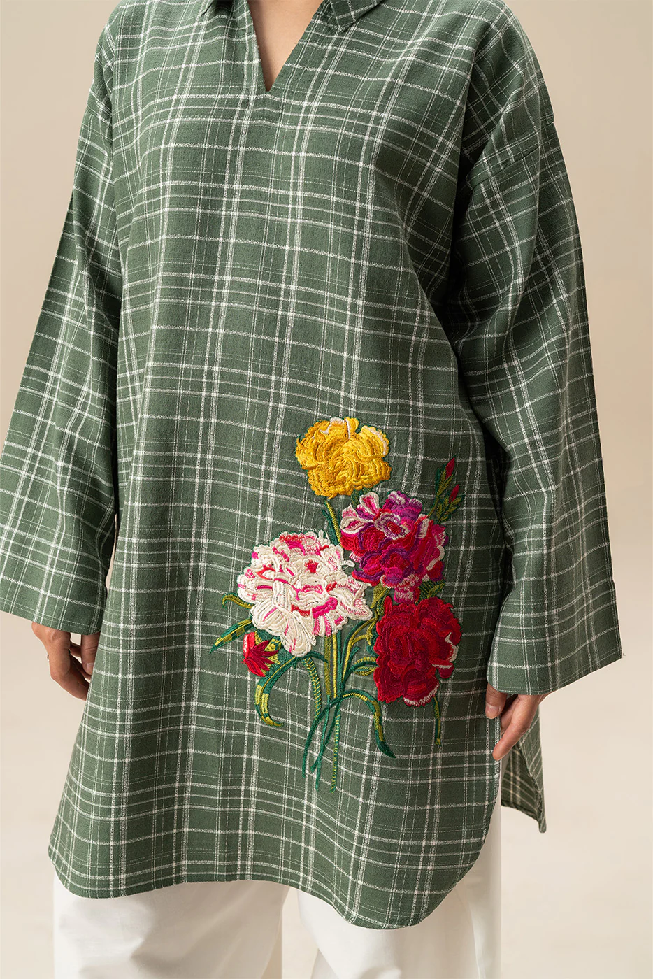 EMBROIDERED DOBBY SHIRT (PRET) - Image 5