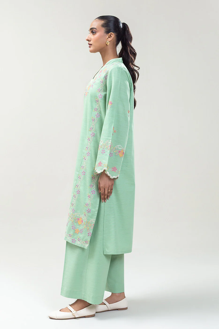 2 PIECE EMBROIDERED SLUB KHADDAR SUIT (PRET) - Image 3