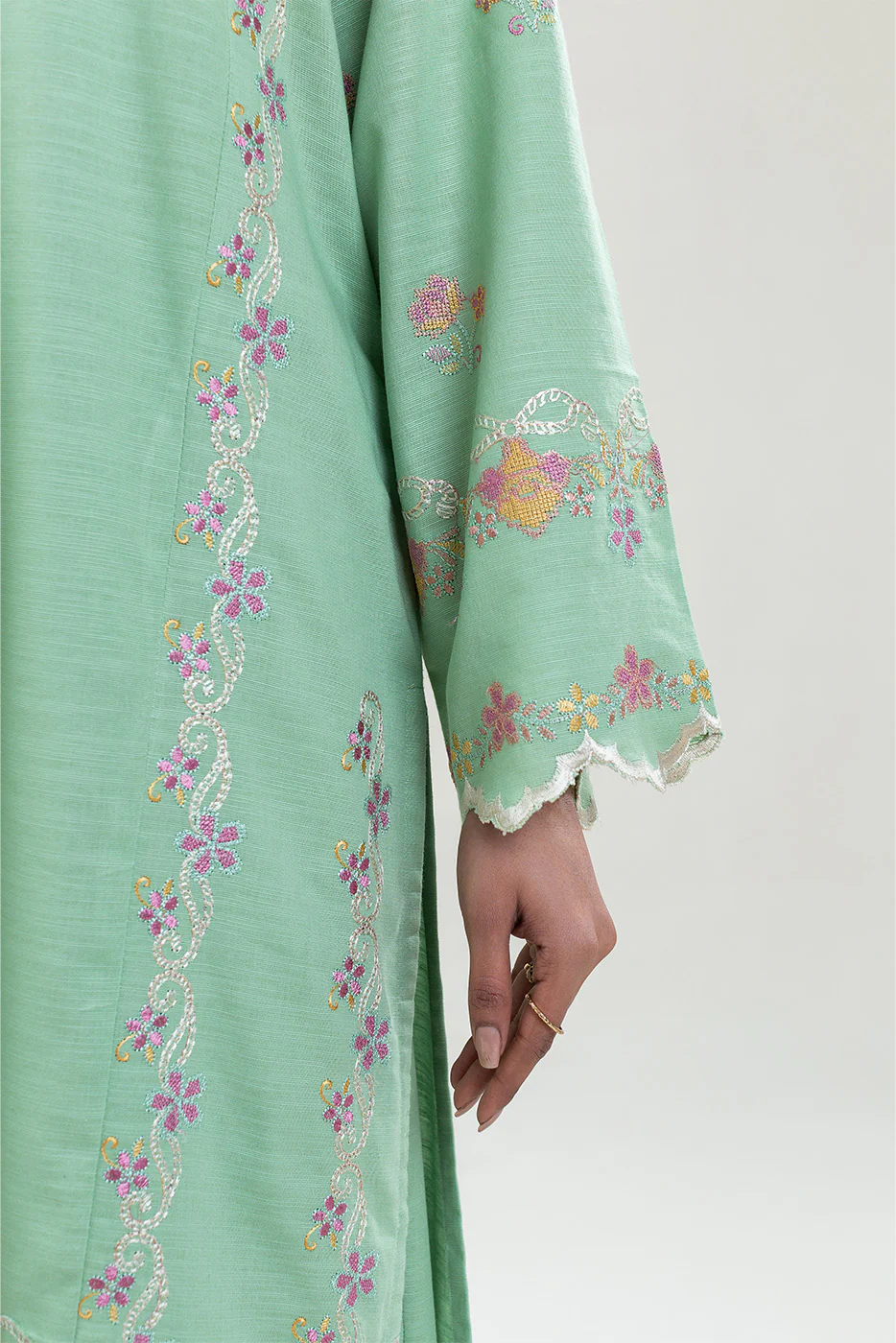 2 PIECE EMBROIDERED SLUB KHADDAR SUIT (PRET) - Image 6