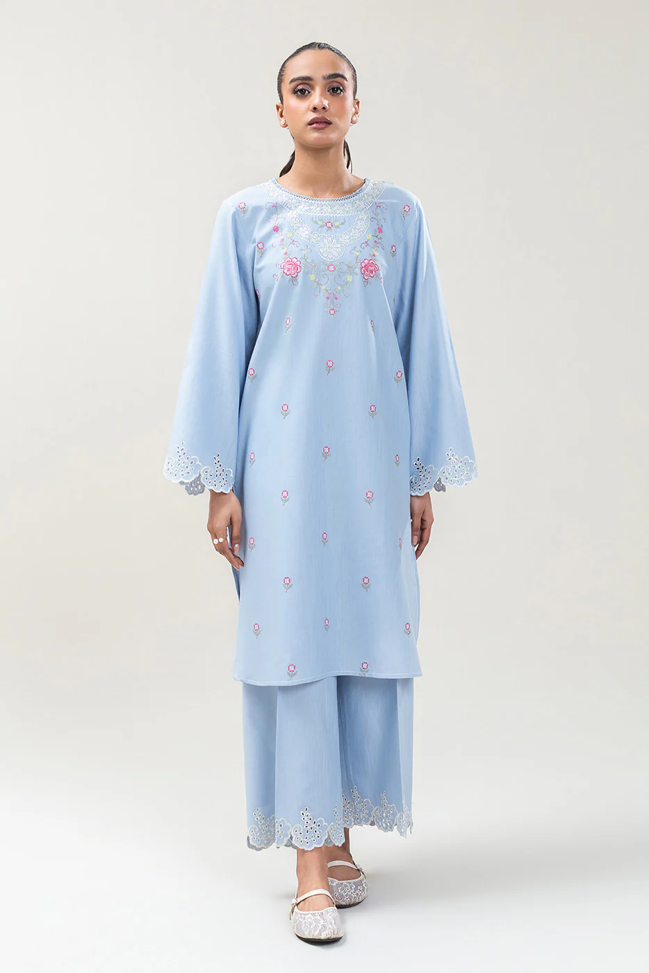 2 PIECE EMBROIDERED SLUB KHADDAR SUIT (PRET) - Image 2