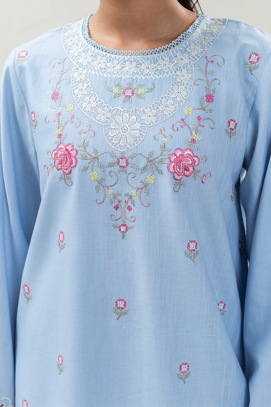 2 PIECE EMBROIDERED SLUB KHADDAR SUIT (PRET) - Image 7