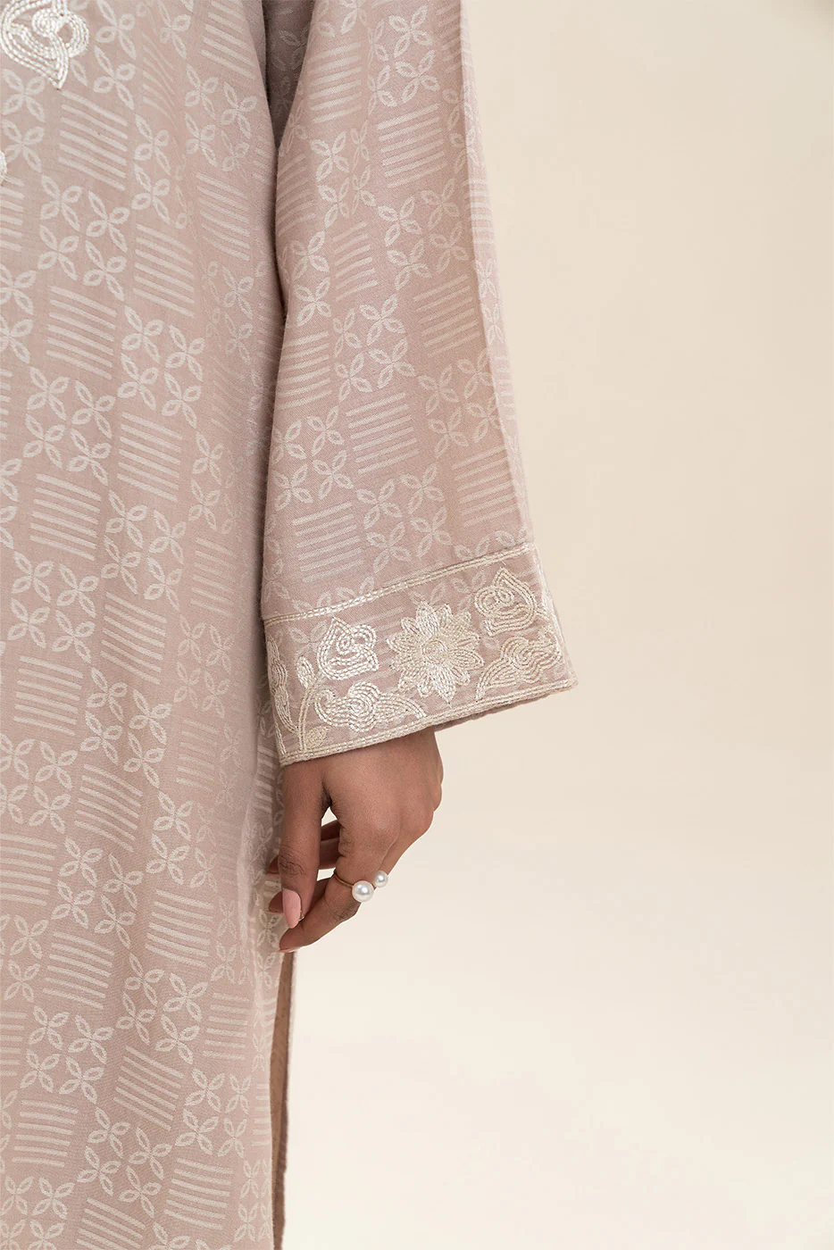 2 PIECE EMBROIDERED YARN DYED SELF JACQUARD SUIT (PRET) - Image 6