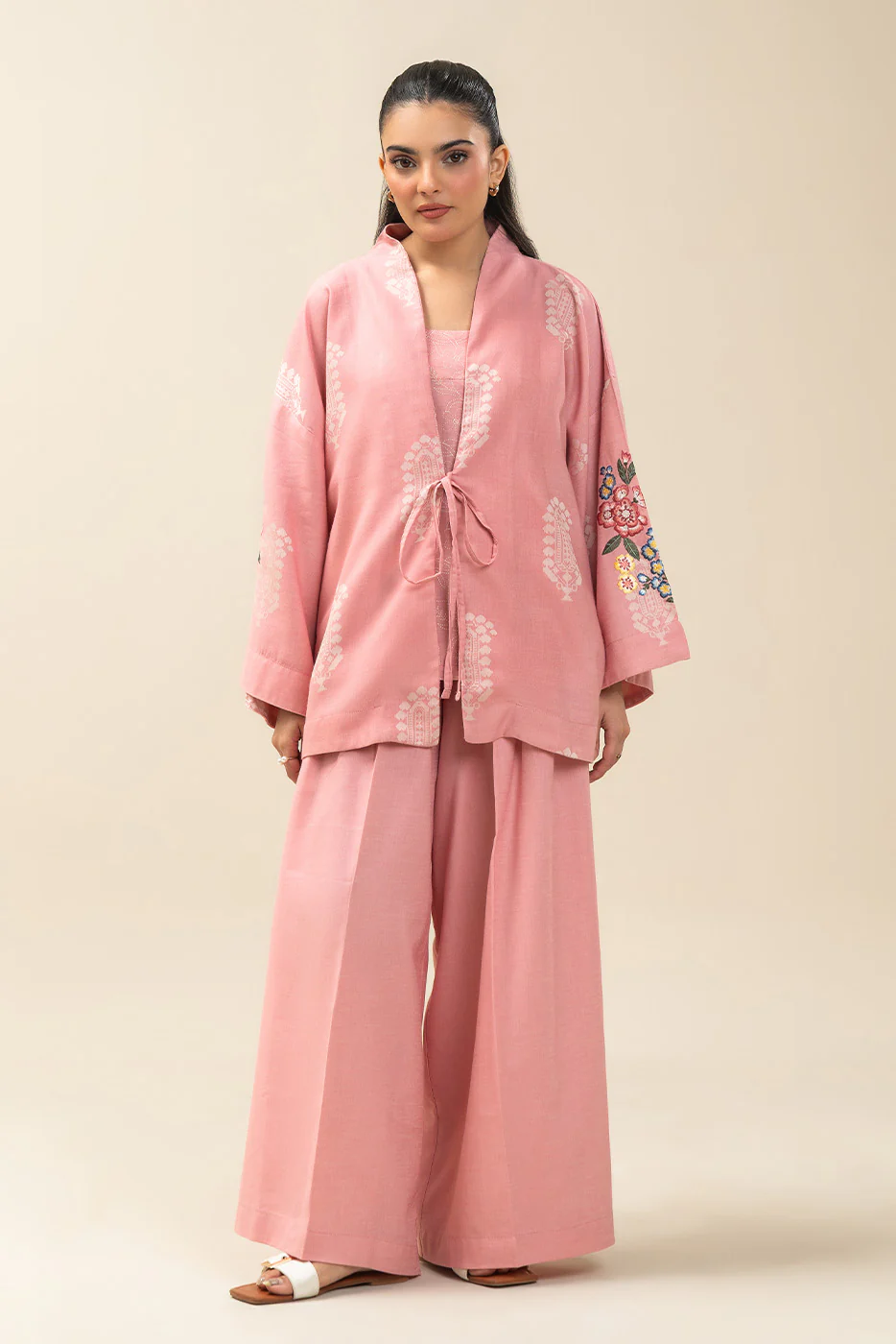 2 PIECE EMBROIDERED SELF JACQUARD SUIT (PRET) - Image 2
