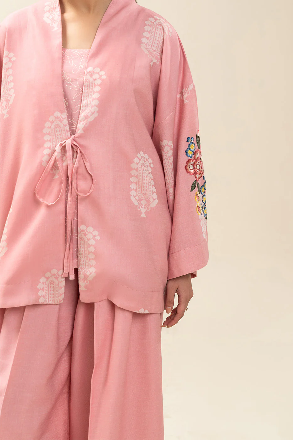 2 PIECE EMBROIDERED SELF JACQUARD SUIT (PRET) - Image 5