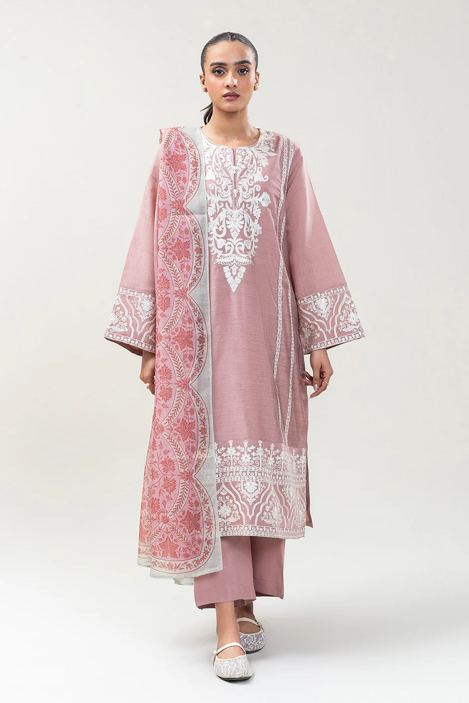 3 PIECE EMBROIDERED GOLD ZARI SUIT (PRET) - Image 6