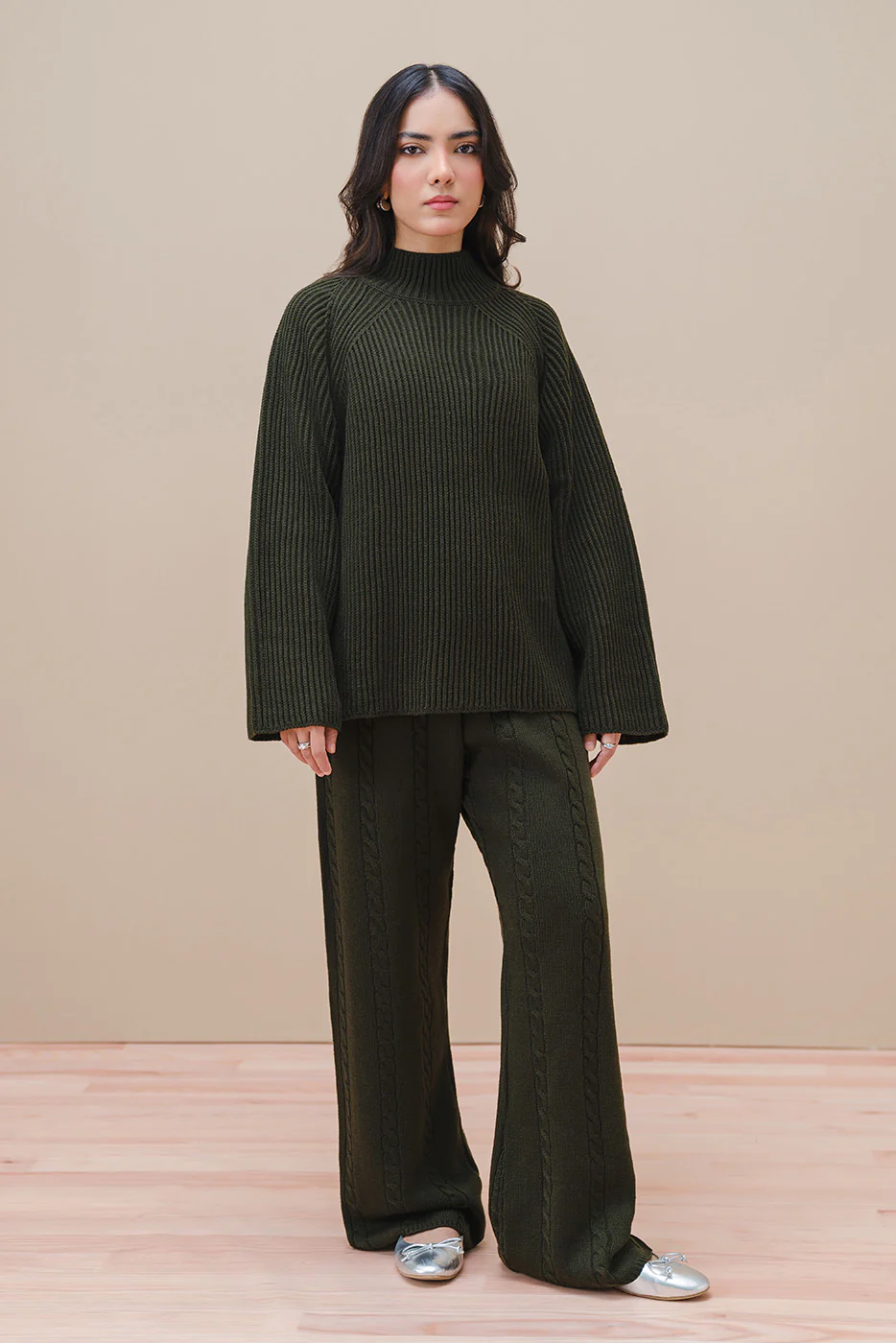 CABLE-KNIT WIDE LEG TROUSER - Image 3