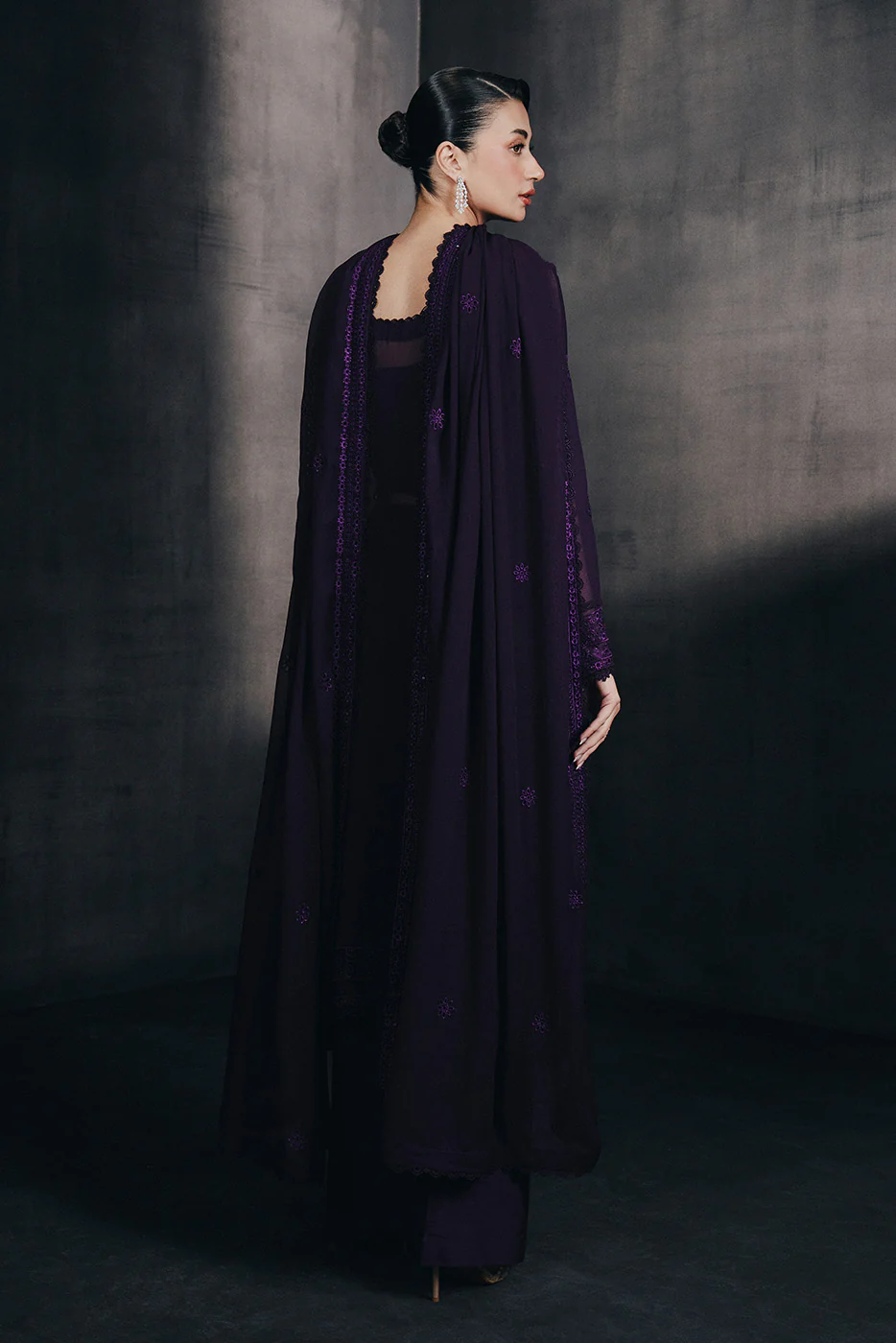 4 PIECE EMBROIDERED CHIFFON SUIT-EMINENCE GLOW (UNSTITCHED) - Image 3