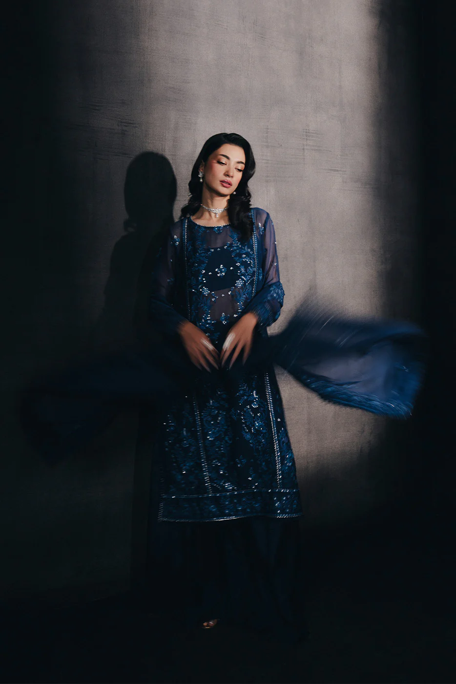 4 PIECE EMBROIDERED CHIFFON SUIT-CELESTIAL MUSE (UNSTITCHED) - Image 5