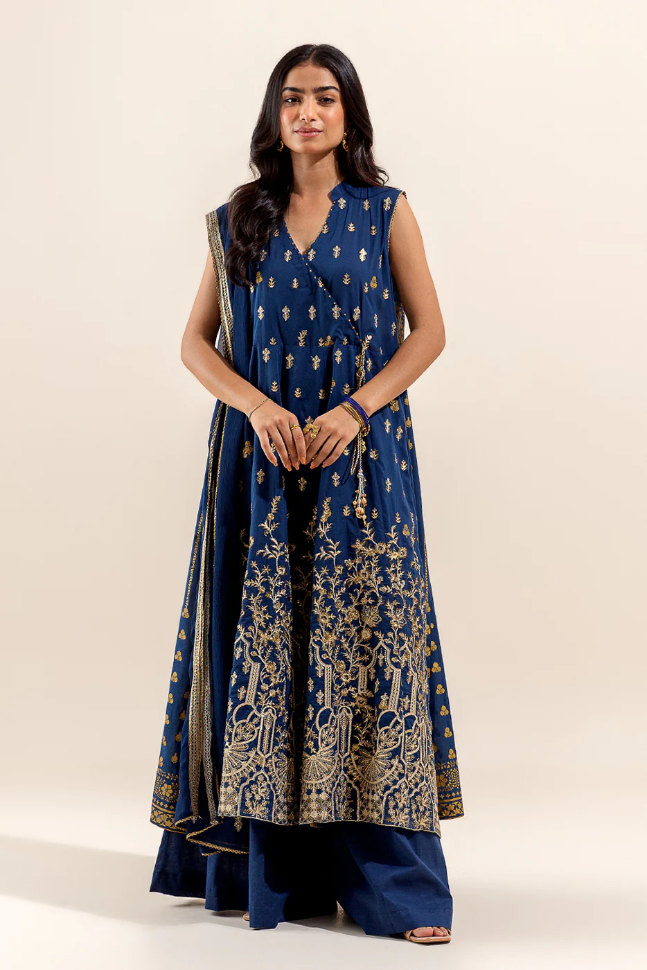 3 PIECE EMBROIDERED LAWN SUIT-MYSTIC BLUE (UNSTITCHED) - Image 4