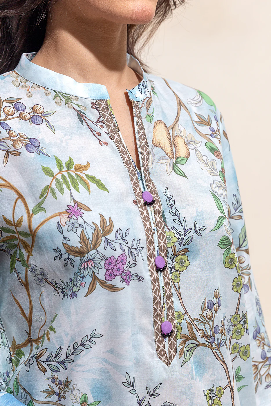 3 PIECE - PRINTED LAWN SUIT - IKAT BLOOM (UNSTITCHED) - Image 4