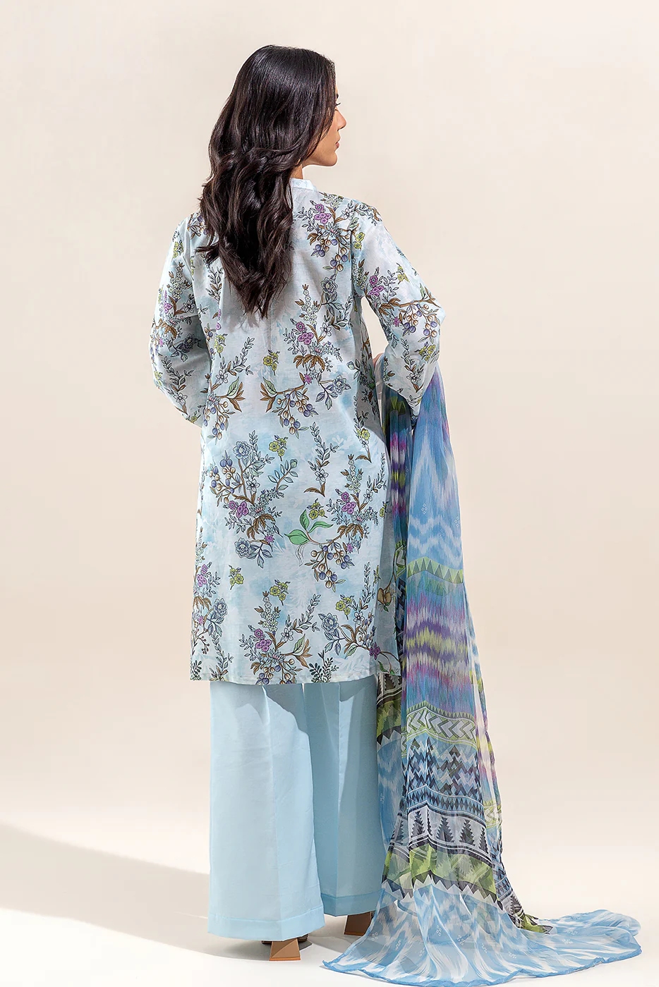 3 PIECE - PRINTED LAWN SUIT - IKAT BLOOM (UNSTITCHED) - Image 5