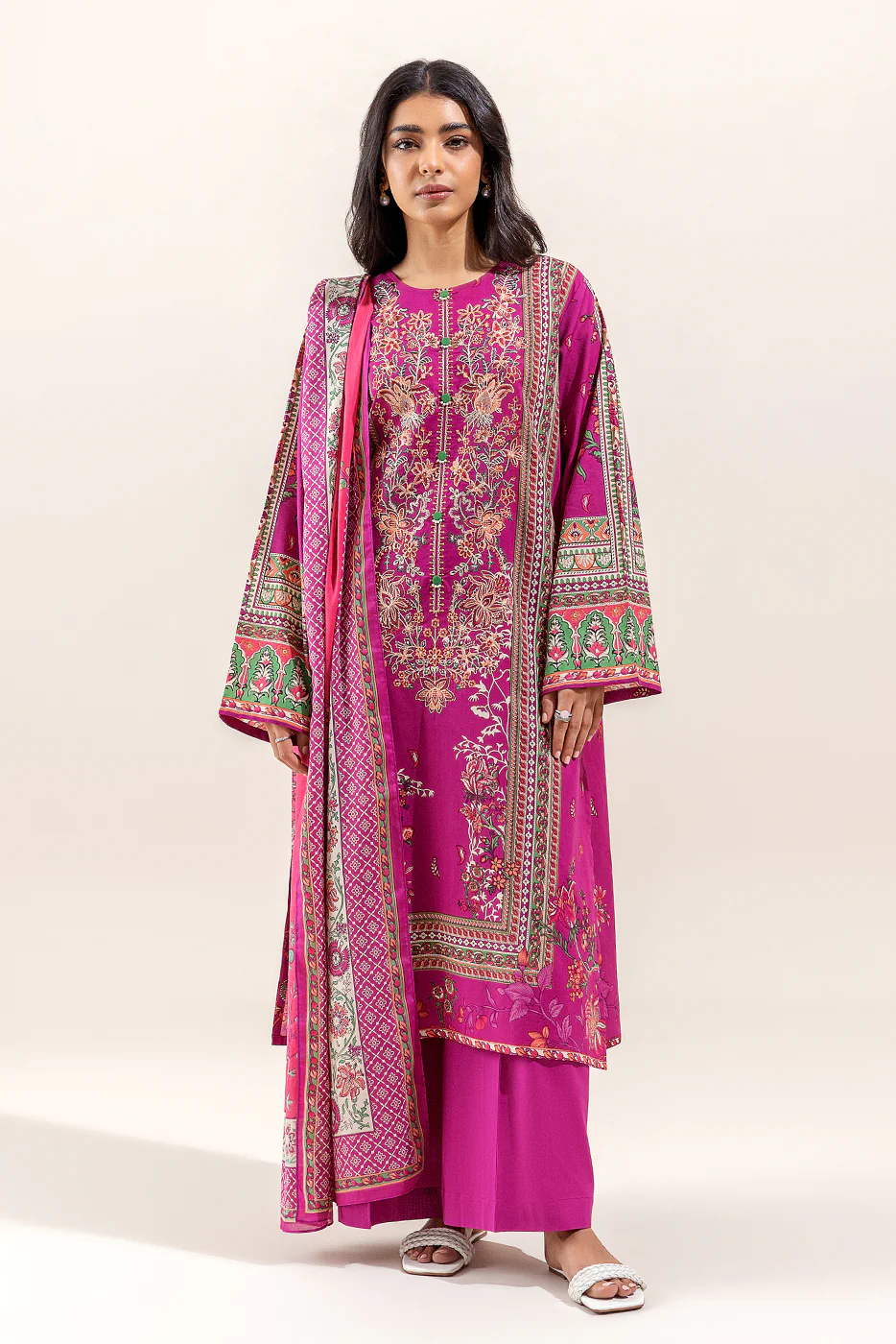 2 PIECE - EMBROIDERED LAWN SUIT - AMETHYST PEACH (UNSTITCHED) - Image 2