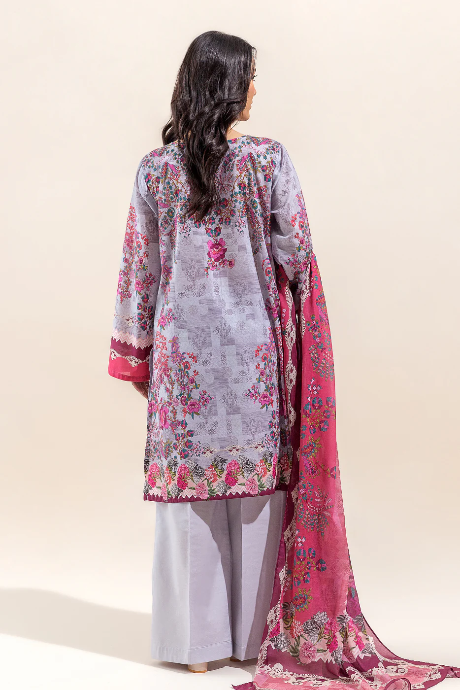 3 PIECE - EMBROIDERED LAWN SUIT - ZENITH PLUM (UNSTITCHED) - Image 5