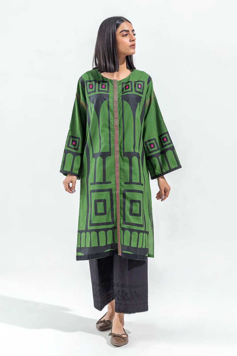 EMBROIDERED SLUB KHADDAR SHIRT (PRET) - Image 2