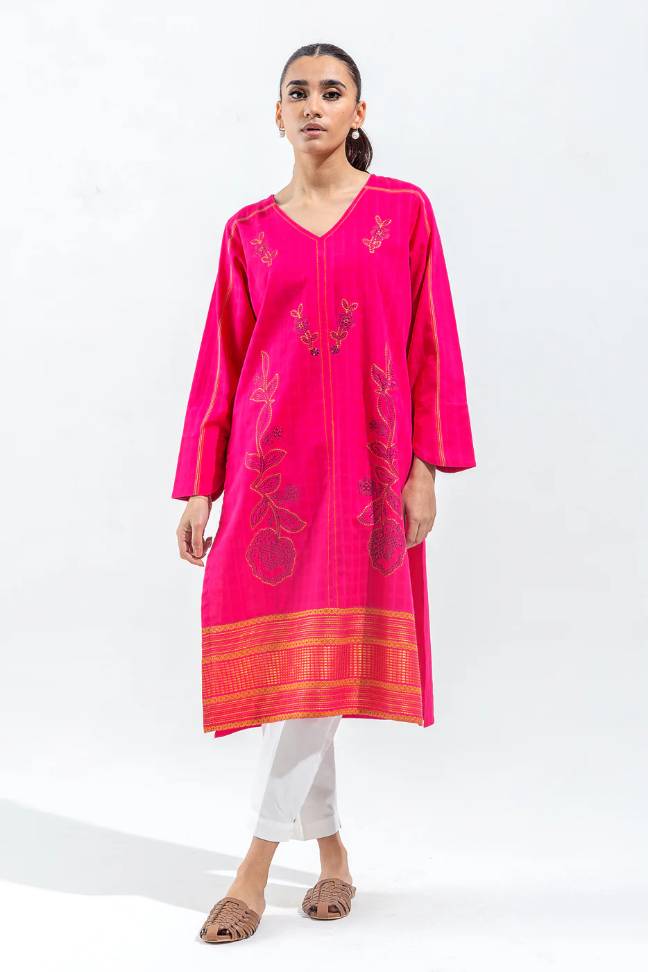 EMBROIDERED DOBBY SHIRT (PRET) - Image 2
