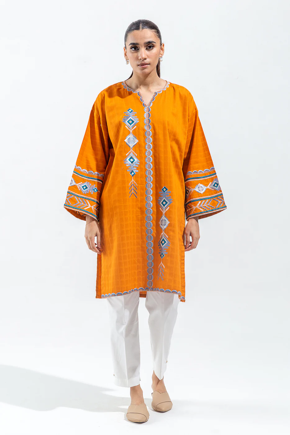 EMBROIDERED DOBBY SHIRT (PRET) - Image 2