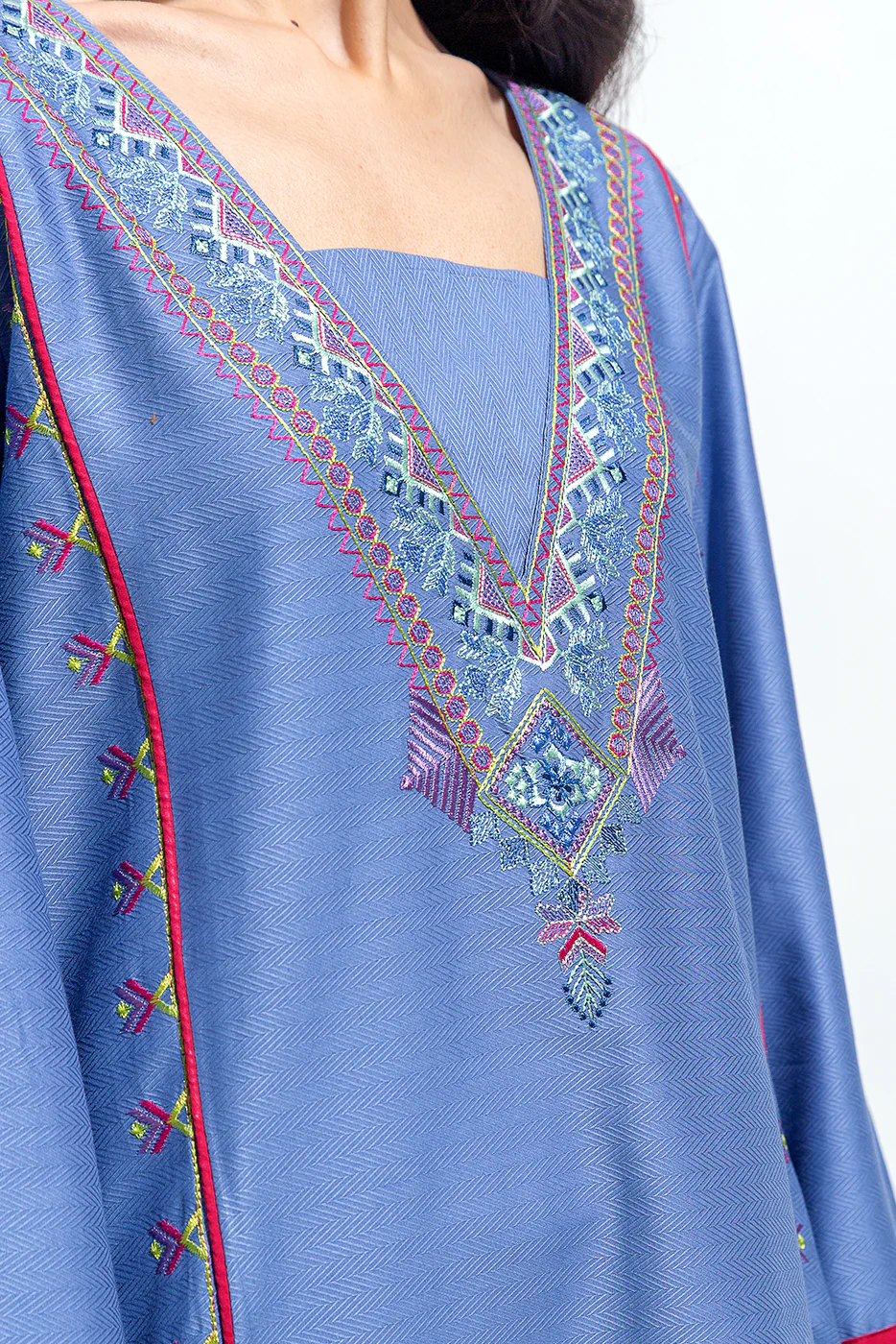 EMBROIDERED SELF JACQUARD SHIRT (PRET) - Image 2