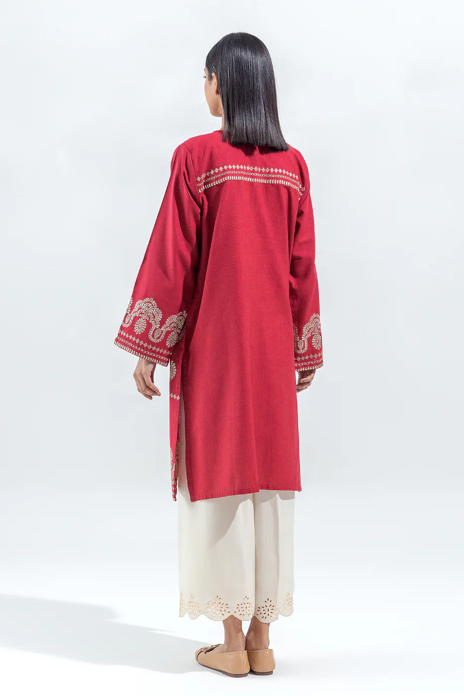 EMBROIDERED SLUB KHADDAR SHIRT(PRET) - Image 4