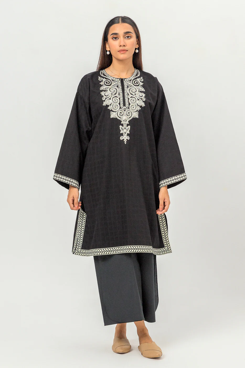 EMBROIDERED DOBBY SHIRT (PRET) - Image 2