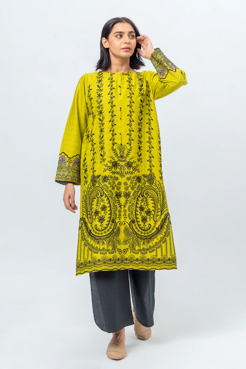EMBROIDERED SELF JACQUARD SHIRT (PRET) - Image 2