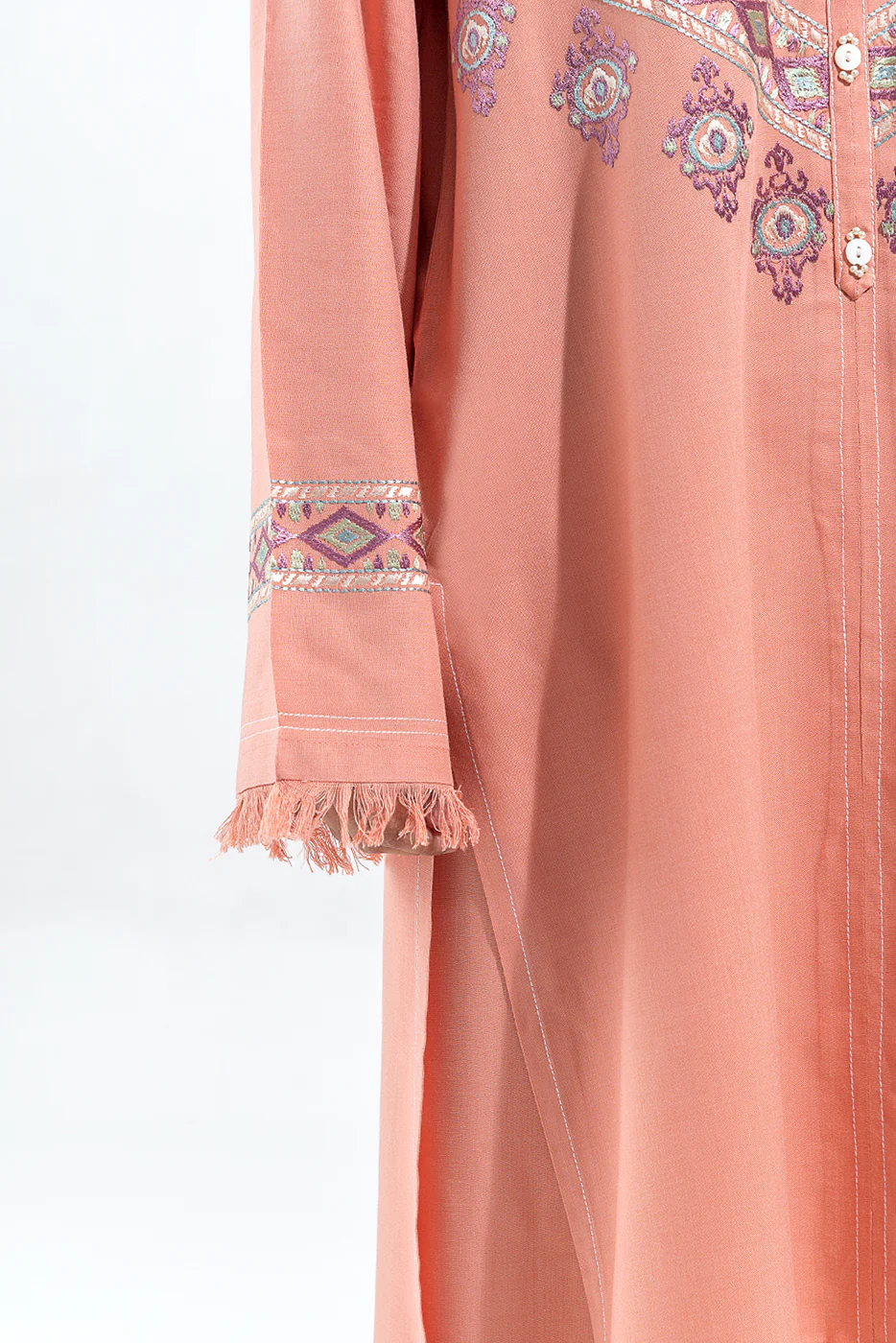 2 PIECE EMBROIDERED CHAMBREY SUIT(PRET) - Image 3