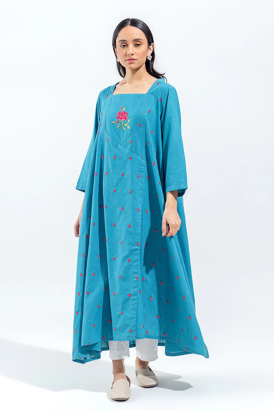 EMBROIDERED SLUB KHADDAR SHIRT (PRET) - Image 2