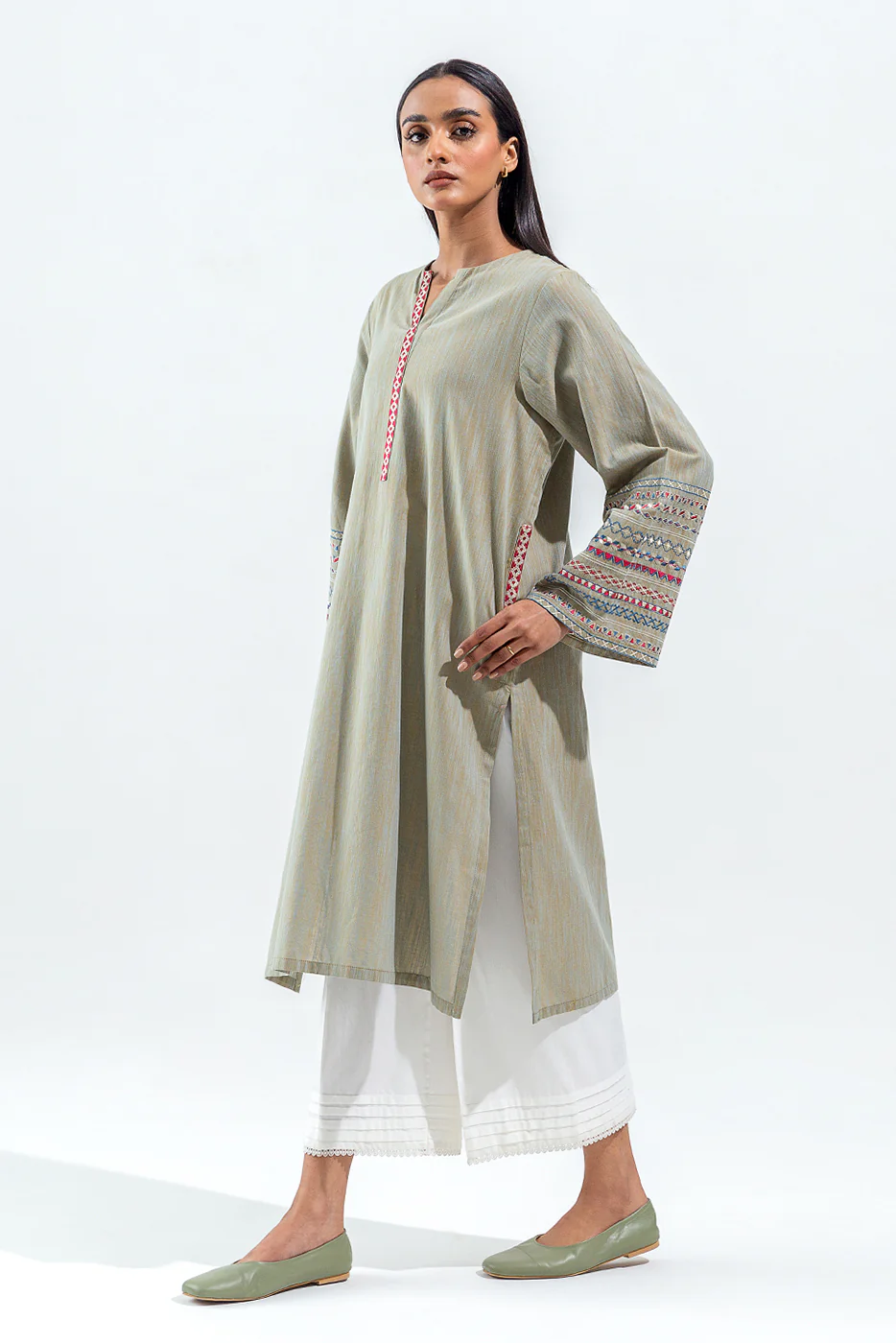 EMBROIDERED YARN DYED SHIRT (PRET) - Image 3