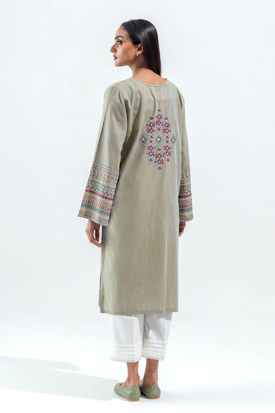 EMBROIDERED YARN DYED SHIRT (PRET) - Image 4