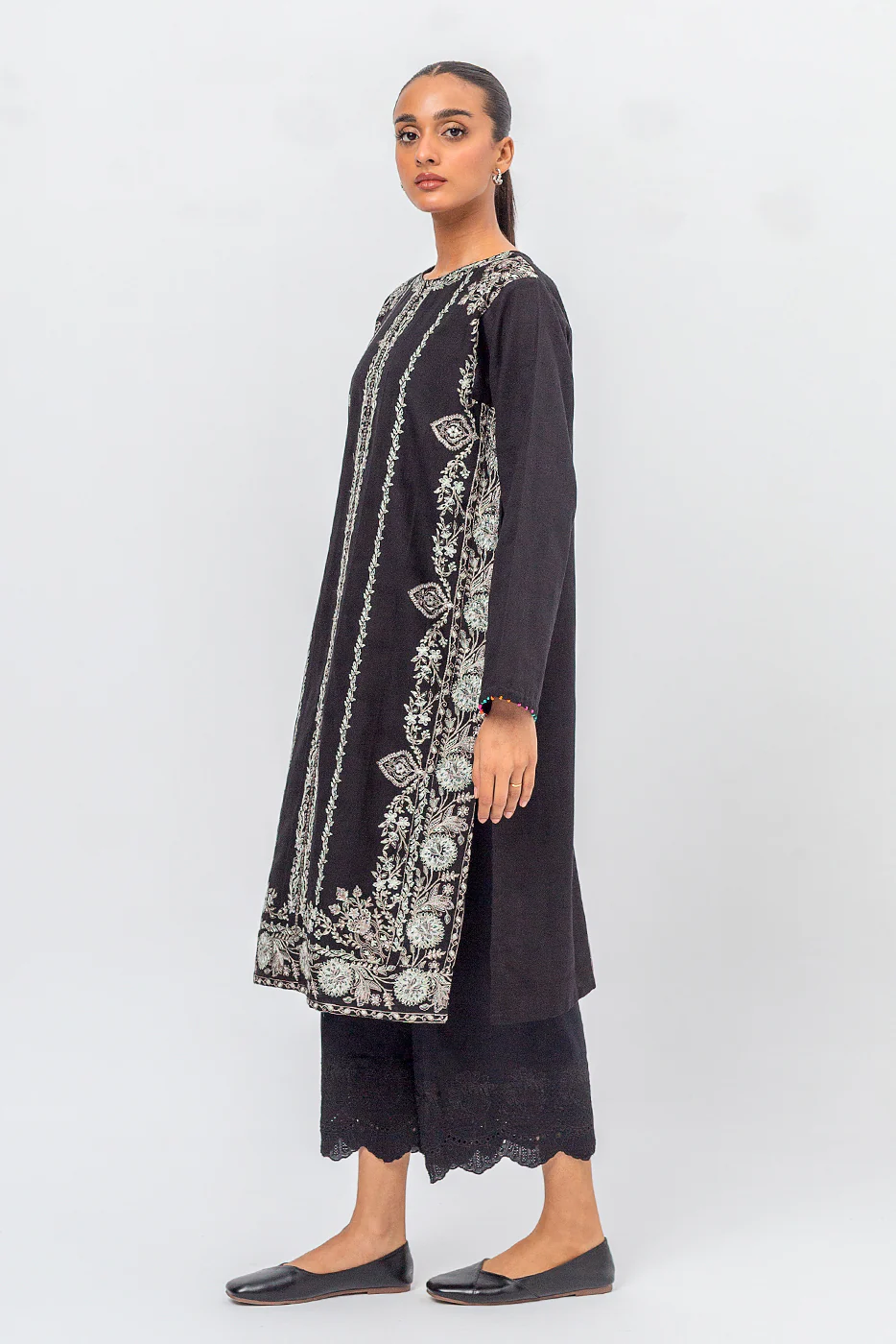 EMBROIDERED KHADDAR JACQUARD SHIRT (PRET) - Image 3
