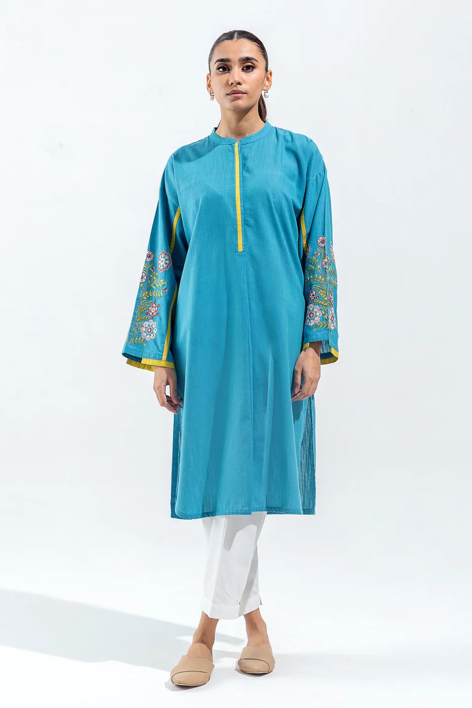 EMBROIDERED YARN DYED SHIRT (PRET) - Image 2