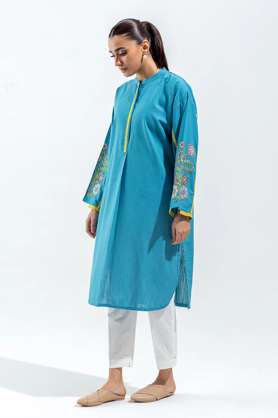 EMBROIDERED YARN DYED SHIRT (PRET) - Image 3