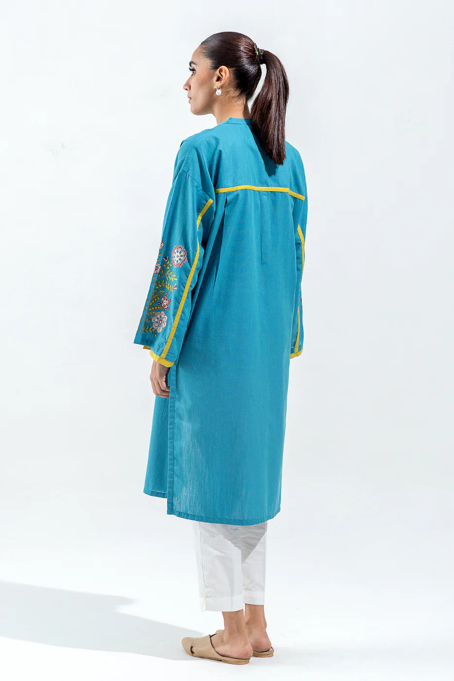 EMBROIDERED YARN DYED SHIRT (PRET) - Image 4