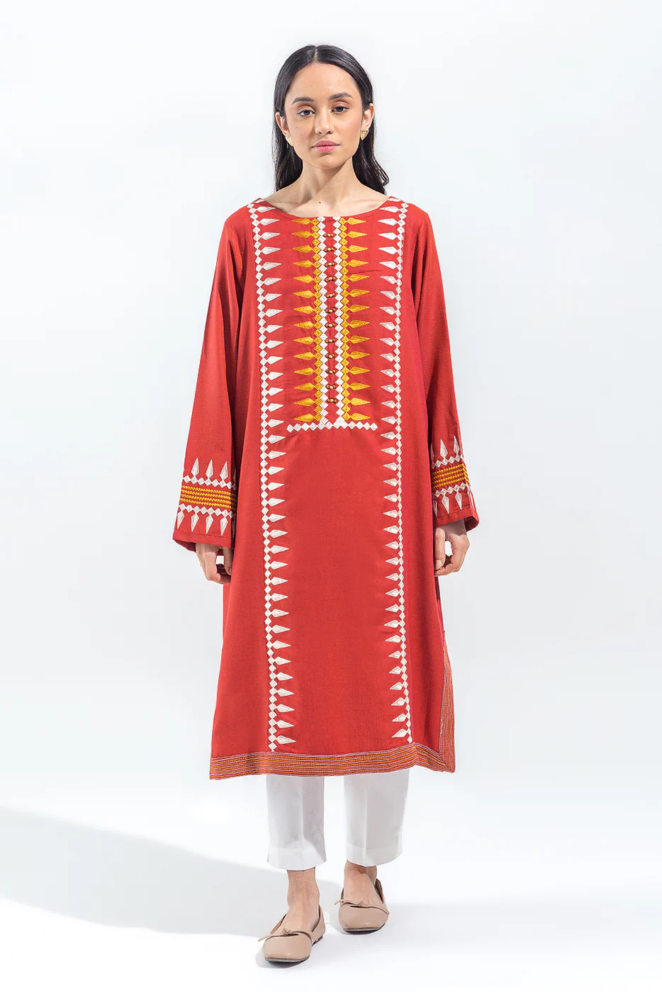 EMBROIDERED YARN DYED SHIRT (PRET) - Image 2
