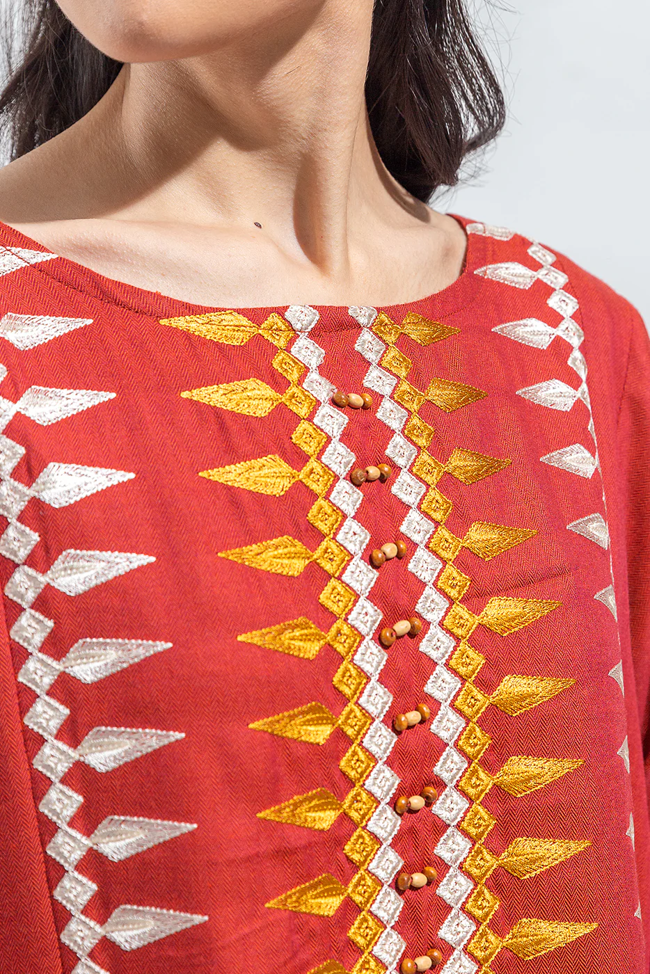 EMBROIDERED YARN DYED SHIRT (PRET) - Image 4