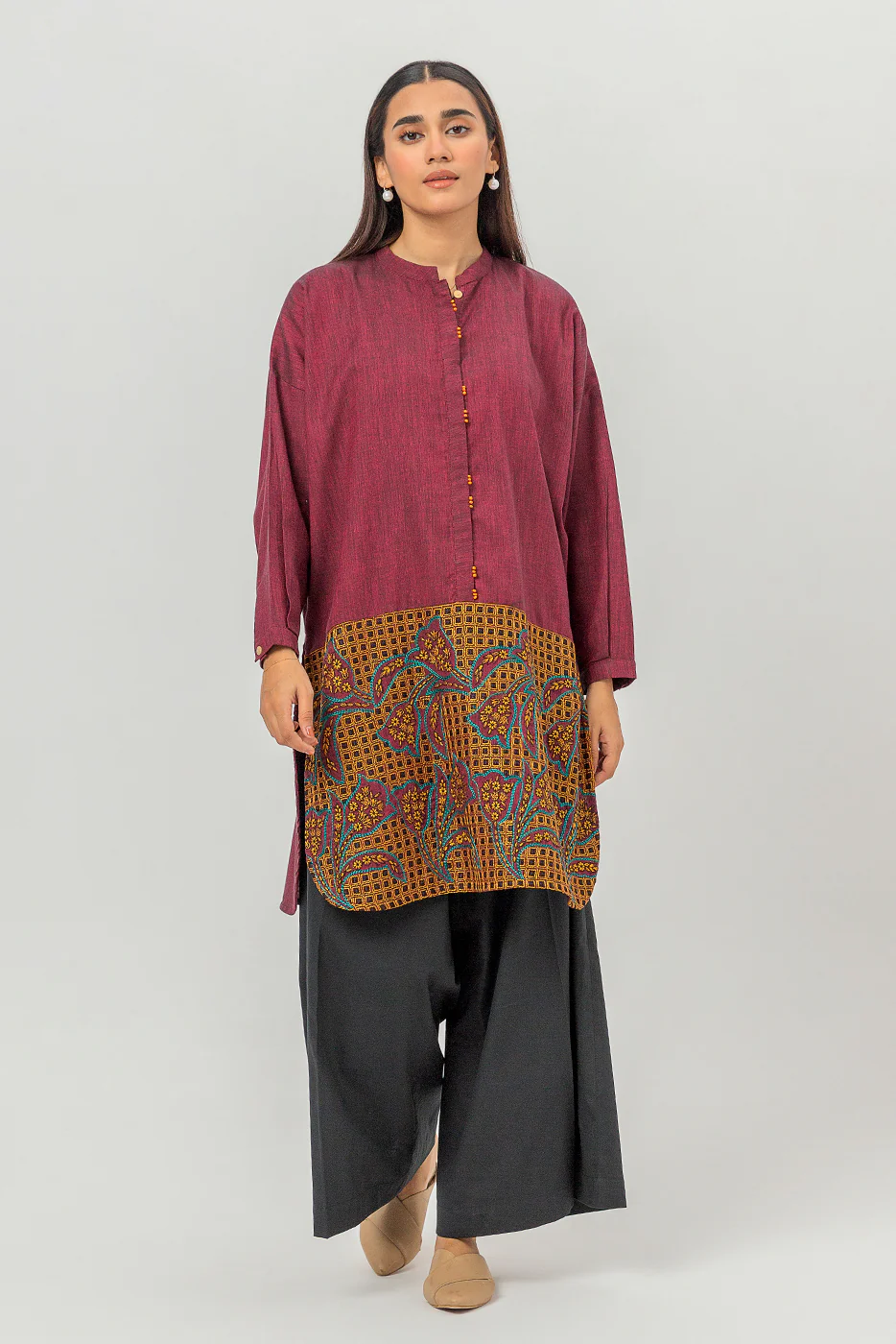 EMBROIDERED CHAMBRAY SHIRT (PRET) - Image 2